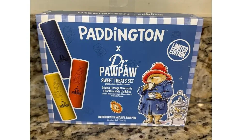 New Paddington & Dr. Pawpaw Sweet Treats Set Lip Balms 3 Original Orange Choc